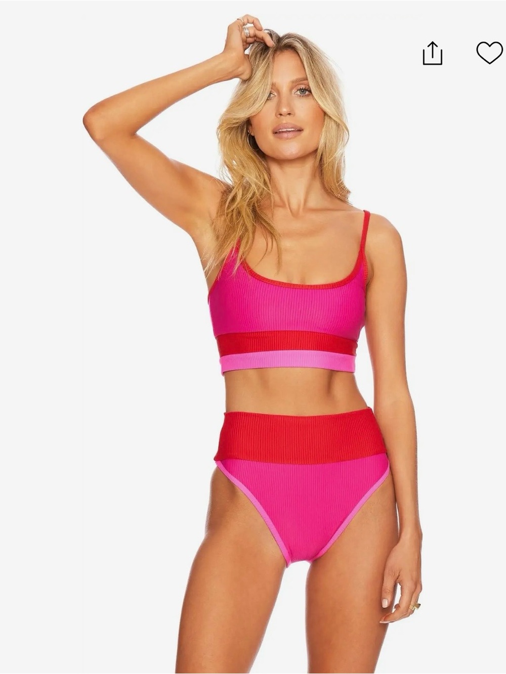 NWOT Beach Riot Fuchsia, Purple & Yellow Bikini. Size Large. Retail price $196.
